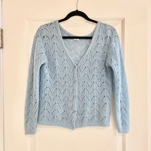 aritzia light blue cardigan
